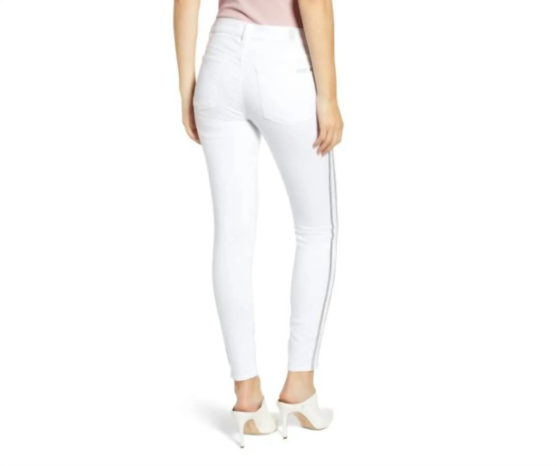 7 For All Mankind - High Rise Skinny Glitter Side Stripe Jean
