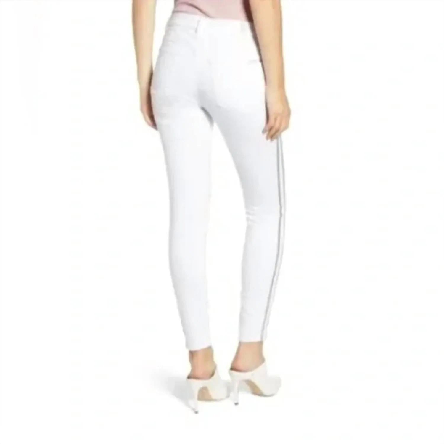 7 For All Mankind - High Rise Skinny Glitter Side Stripe Jean
