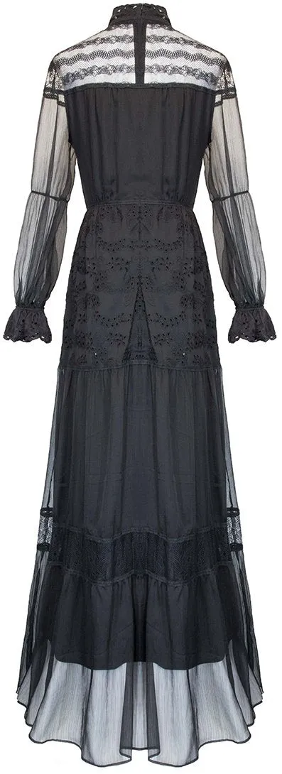 Black Lace-Trim Maxi Dress