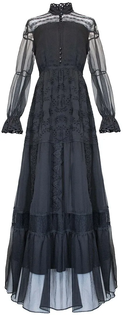Black Lace-Trim Maxi Dress