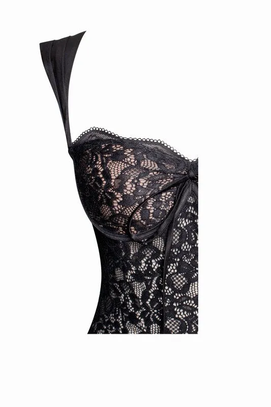 Black Veronica Black Lace Maxi Dress