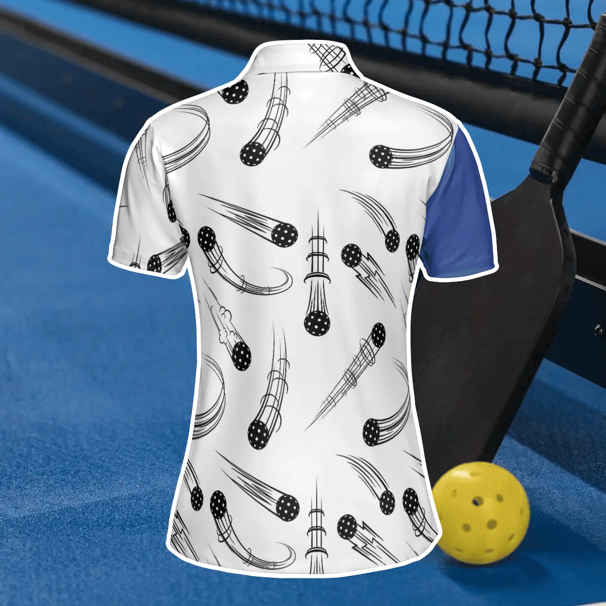 Blue White Pickleball Polo Shirt For Women, Gift for Pickleball Lovers