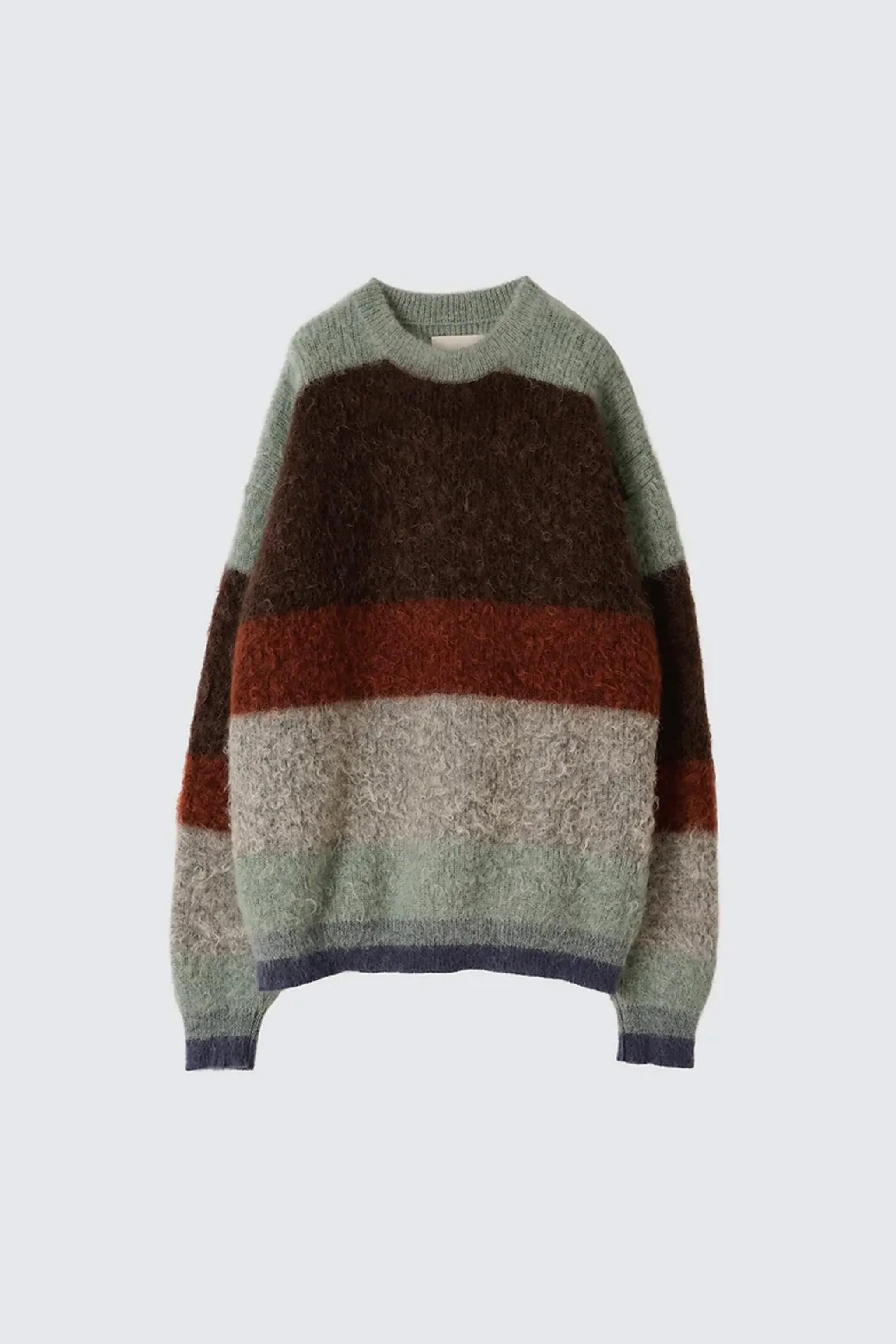 Brown Mohair Border Crewneck