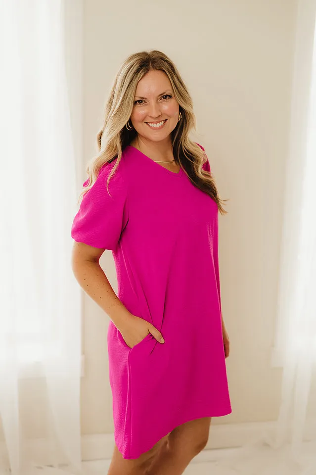 Bubble Sleeve Shift Dress