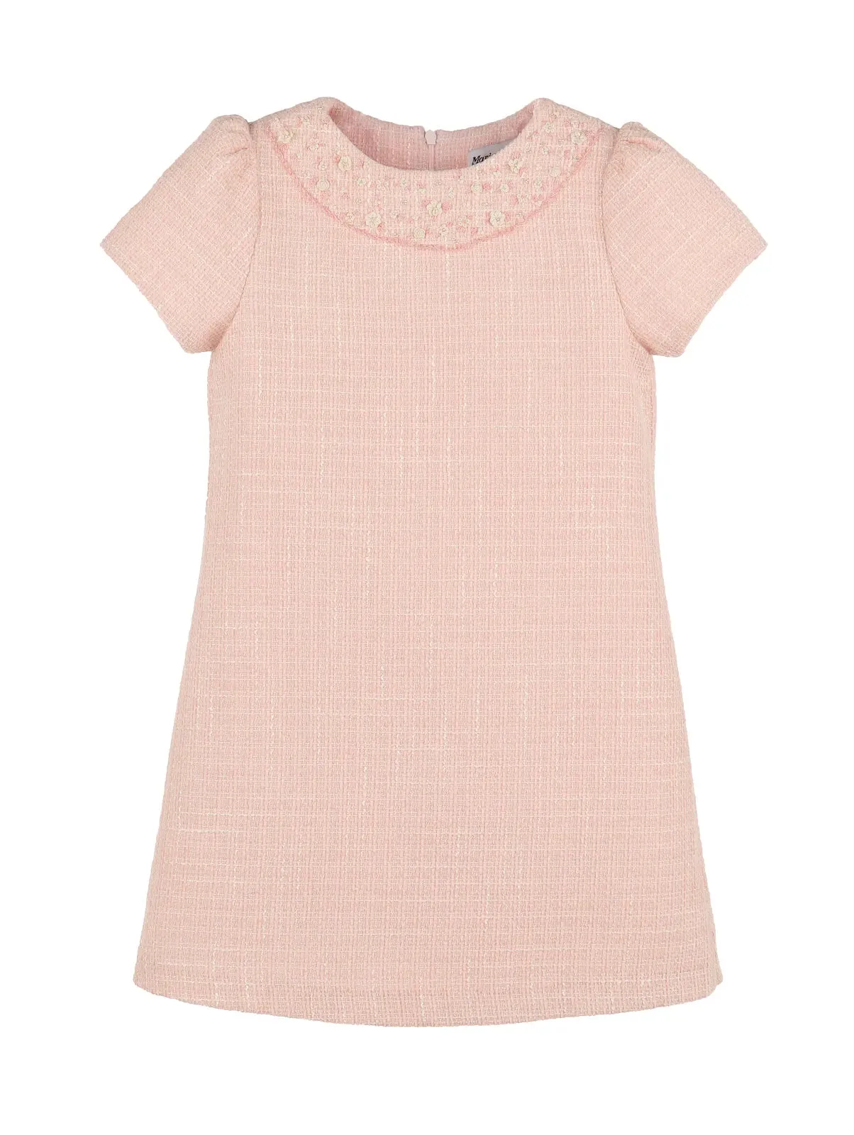 Embroidered Pink Tweed Shift Dress - Select Size
