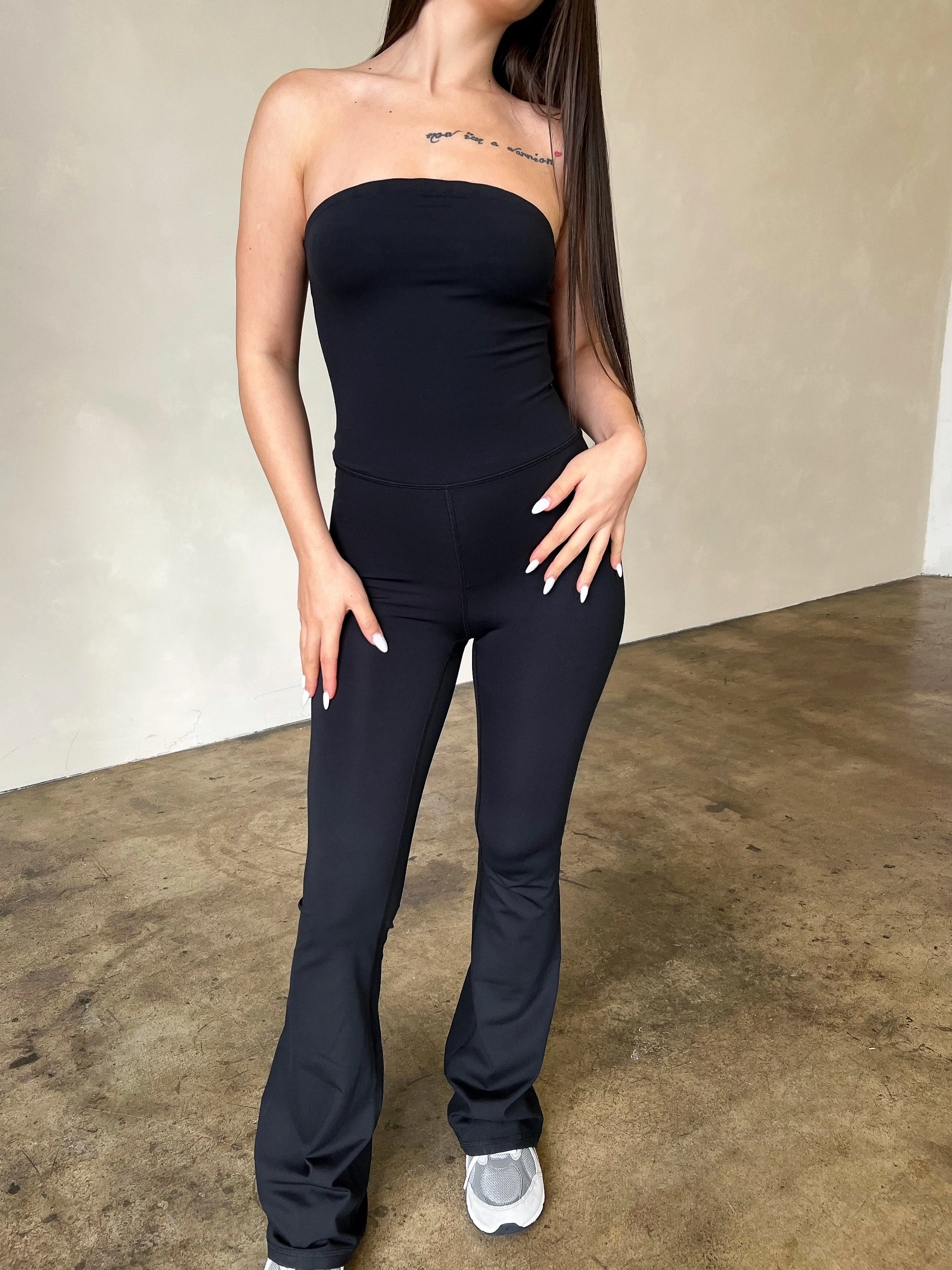 Evelyn Flared Jumpsuit (Black)