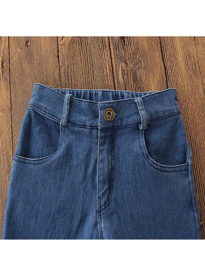 Fashion Toddler Girl Fringed-hem Jeans Bell-bottoms