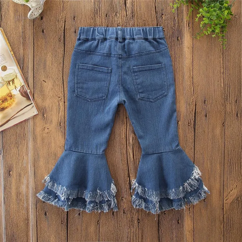 Fashion Toddler Girl Fringed-hem Jeans Bell-bottoms