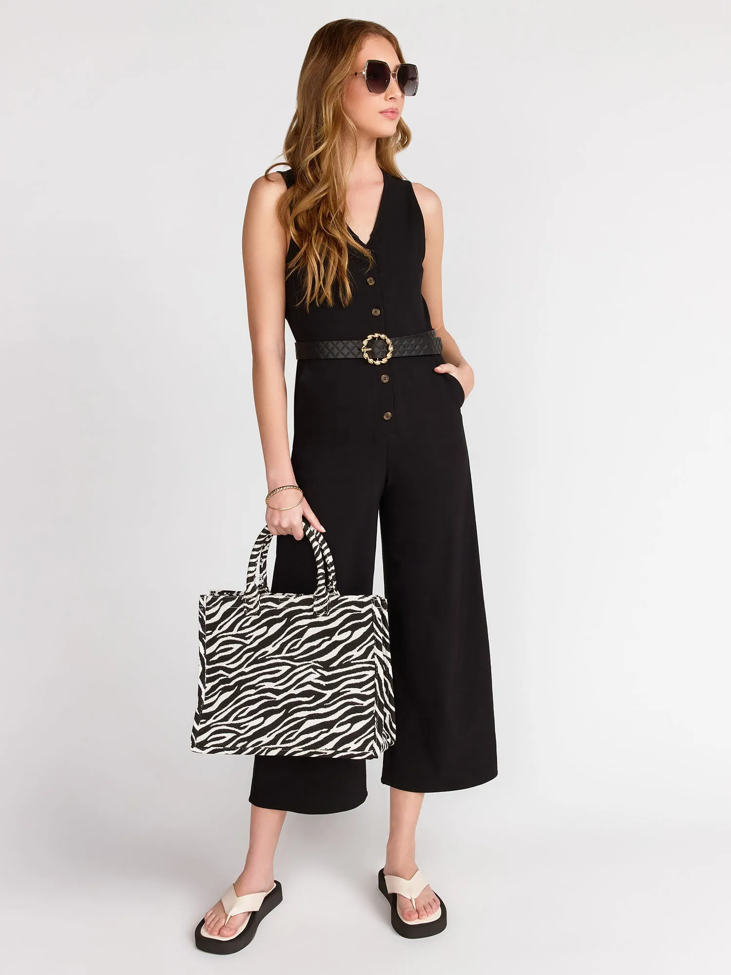 Gilli Sleeveless V-Neck Button Down Jumpsuit - Brands We Love