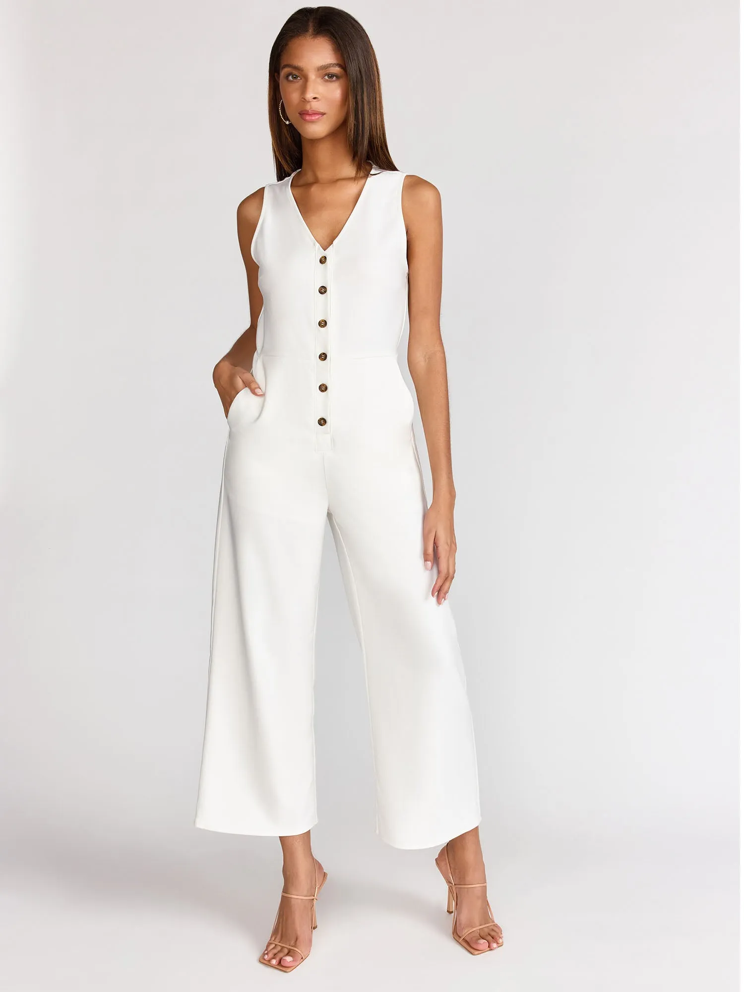 Gilli Sleeveless V-Neck Button Down Jumpsuit - Brands We Love
