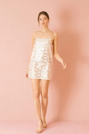 Gold Sequin Looped Shift Mini Dress