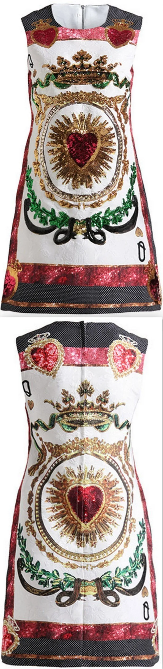 Jacquard Print Sequin Embellished Mini Shift Dress