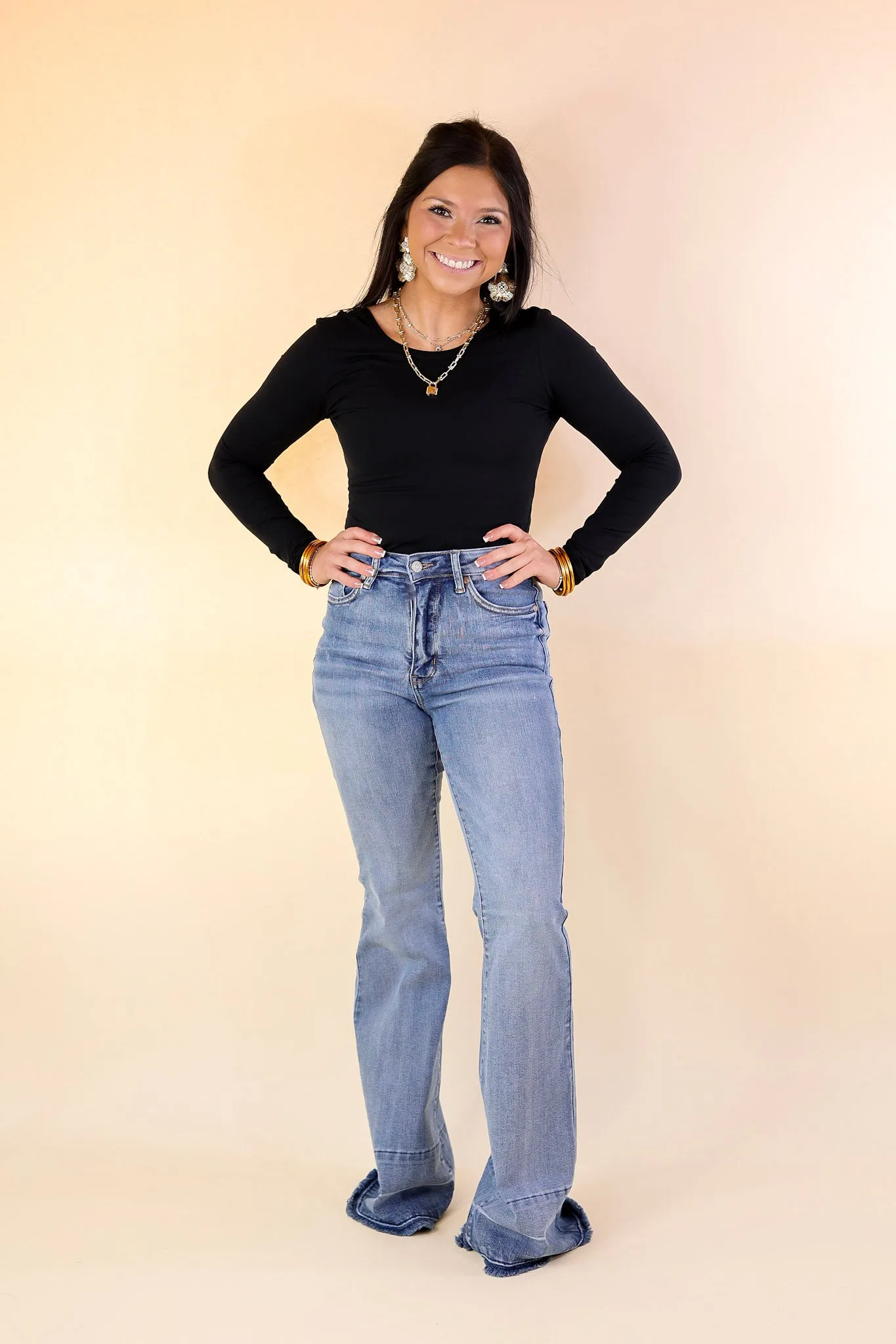 Judy Blue | Bell Bottom Country Tummy Control Flare Jean with Release Hem in Medium Wash
