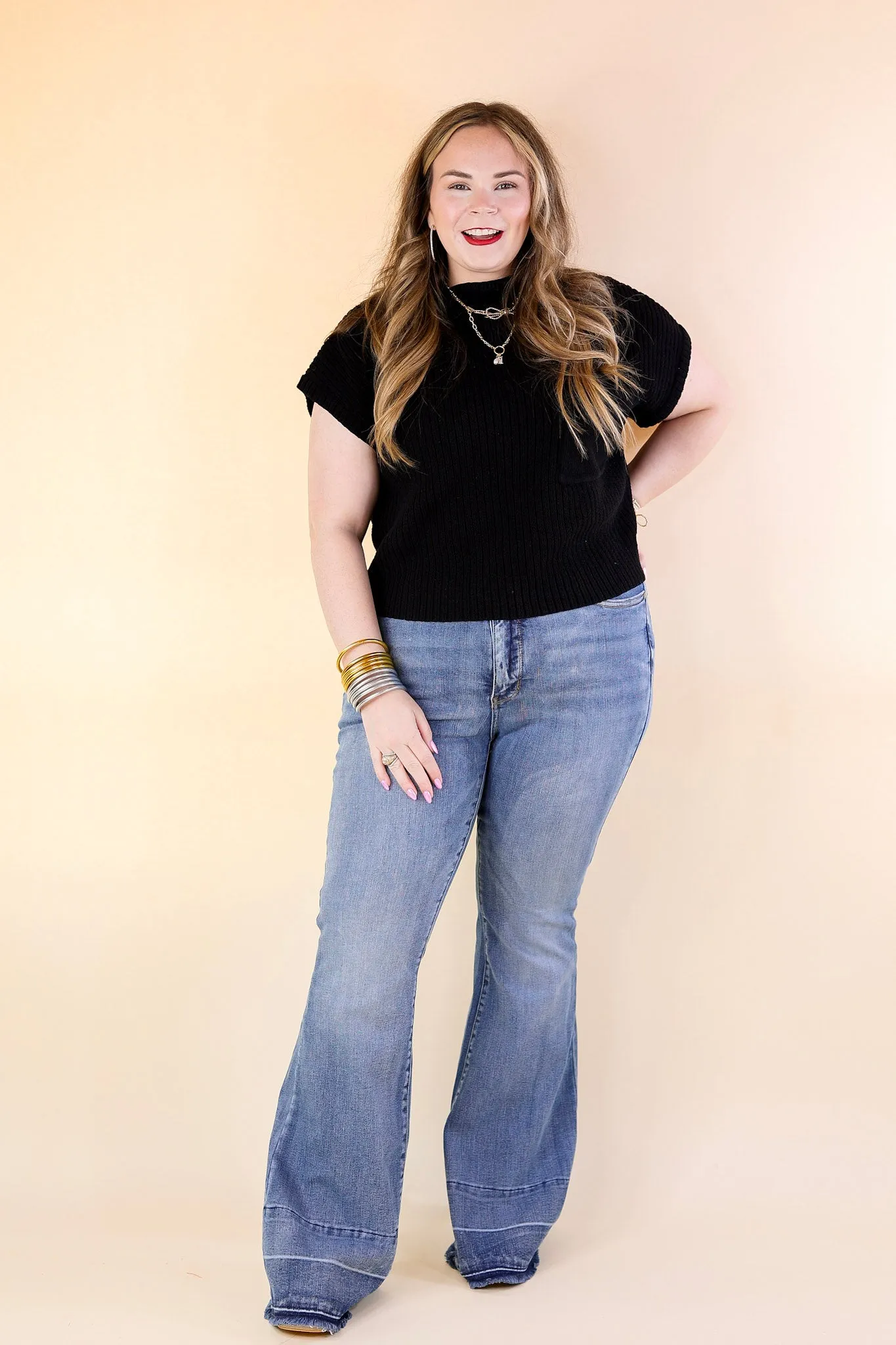 Judy Blue | Bell Bottom Country Tummy Control Flare Jean with Release Hem in Medium Wash