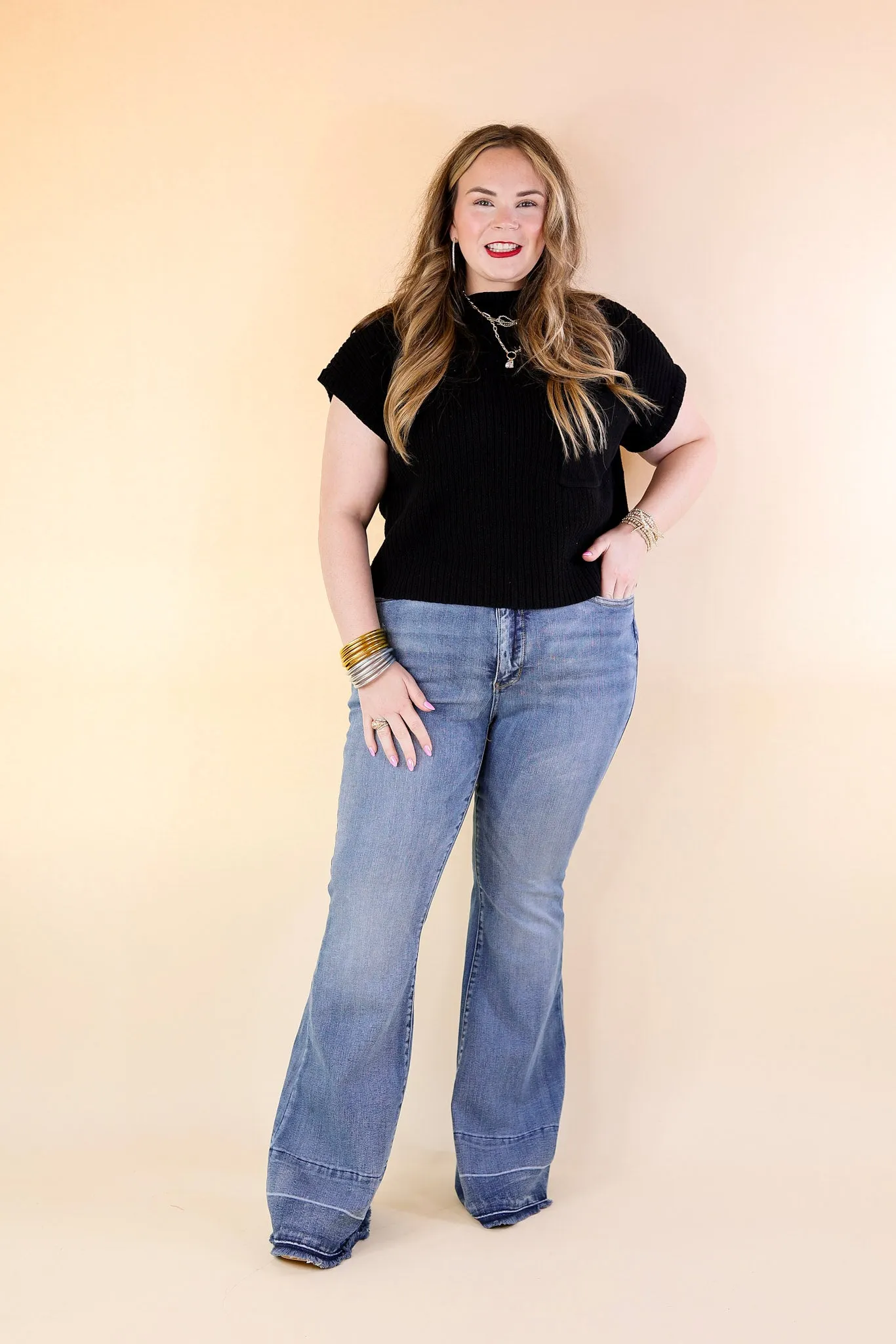 Judy Blue | Bell Bottom Country Tummy Control Flare Jean with Release Hem in Medium Wash