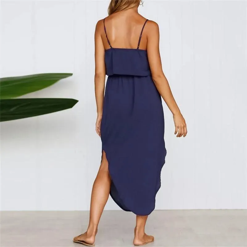Maternity Sexy Strap Solid Color Dresses