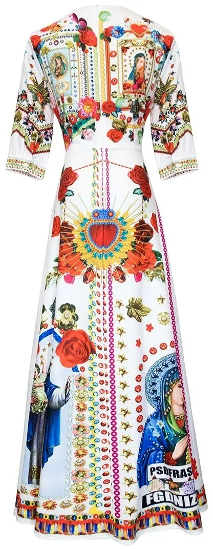 Mixed Print Maxi Dress