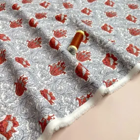 Morris Leaves Grey Cotton Lawn Fabric