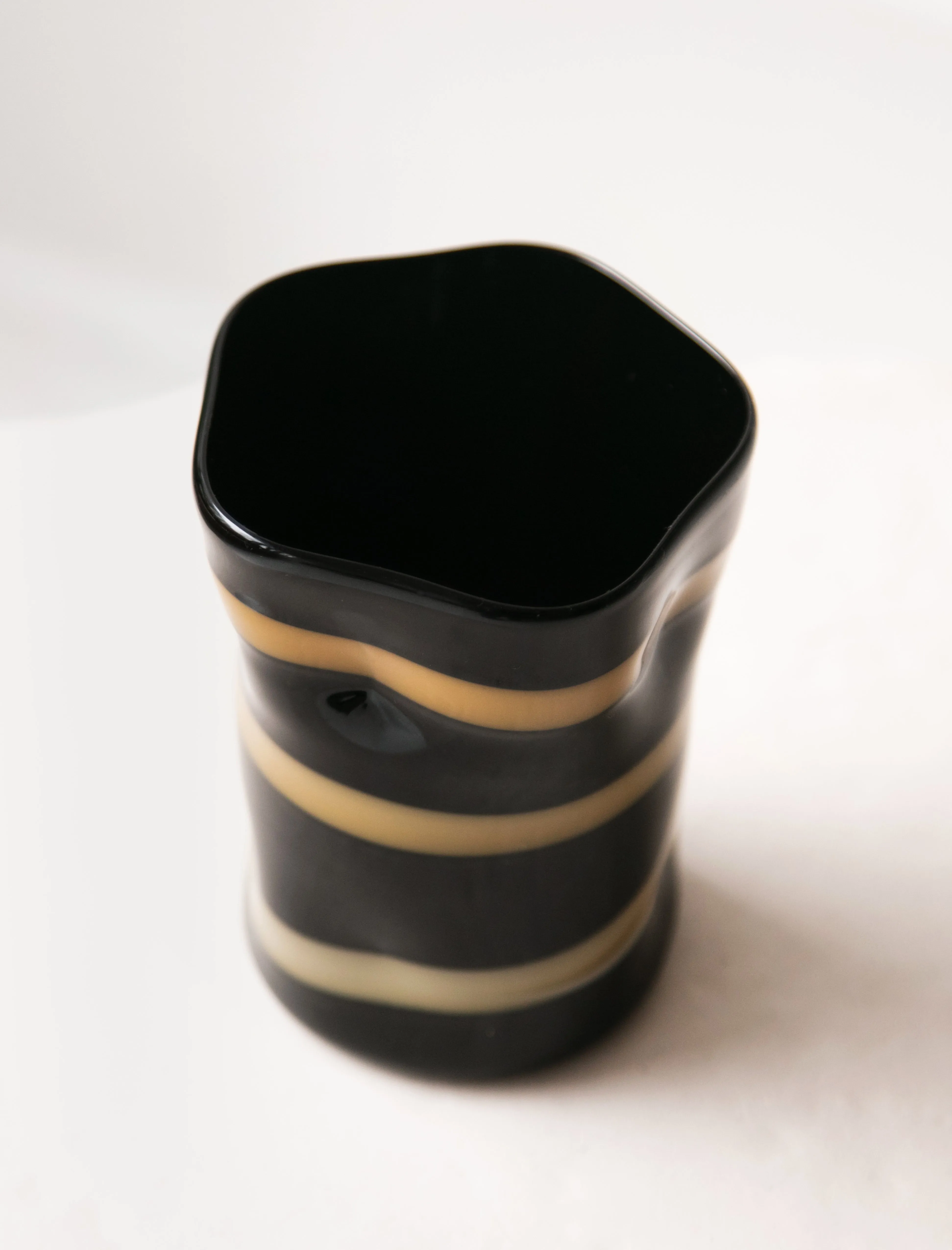 Murano Glass Black with Ochre Stripes