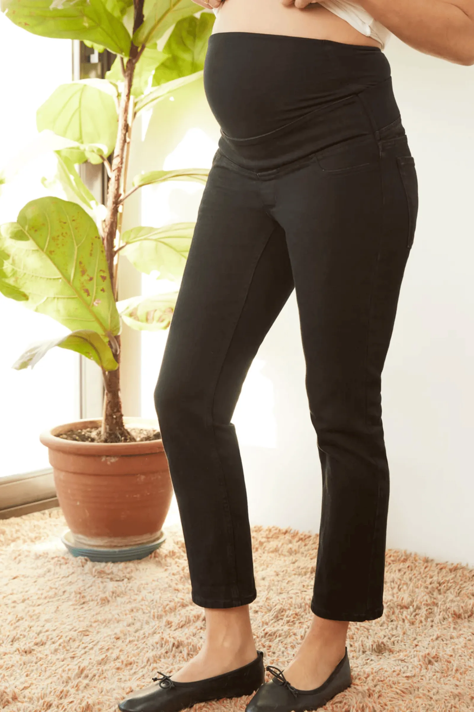 Over the bump Organic Maternity Boyfriend Jeans - Black Denim