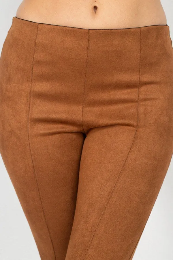 Skinny Fit Suede Pants
