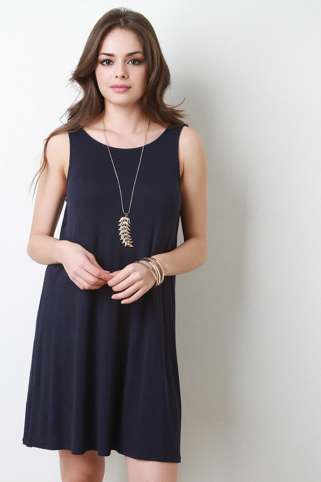 Sleeveless Strappy Back Shift Dress