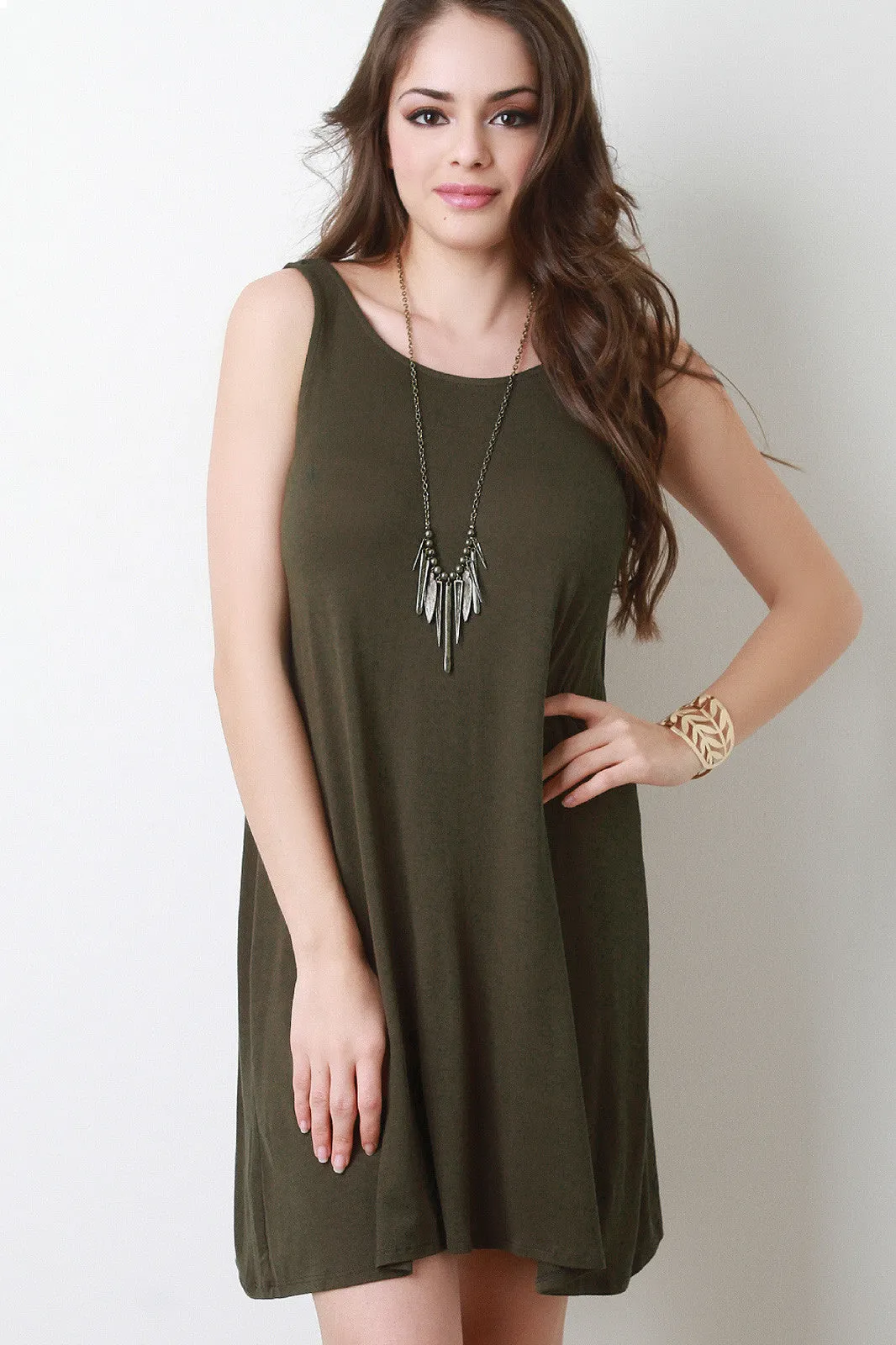 Sleeveless Strappy Back Shift Dress