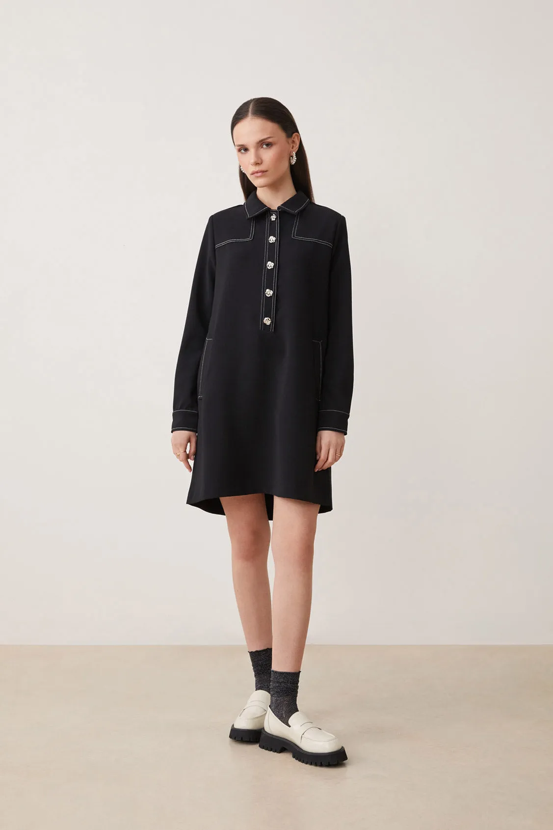 Su03084 Black Shift Dress