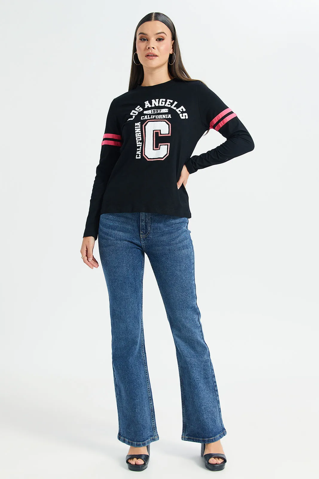 Women Blue Plain Flared Jeans