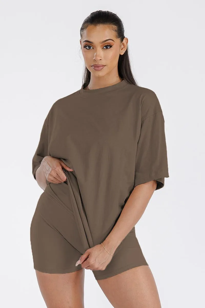 Womens Boyfriend Oversized Drop Shoulder Tee